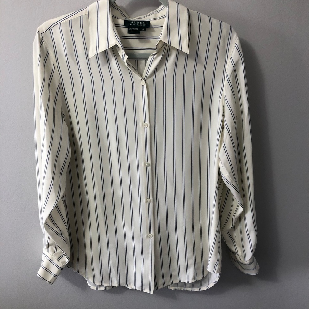 Ralph Lauren 100% silk striped shirt - size 10